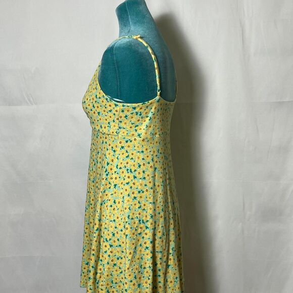 Urban Outfitters Yellow Floral Keyhole Mini Dress Medium - Picture 2 of 7